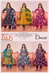 Zulfi By Deecee Rayon Foil Printed Embroidery Anarkali Kurtis Set